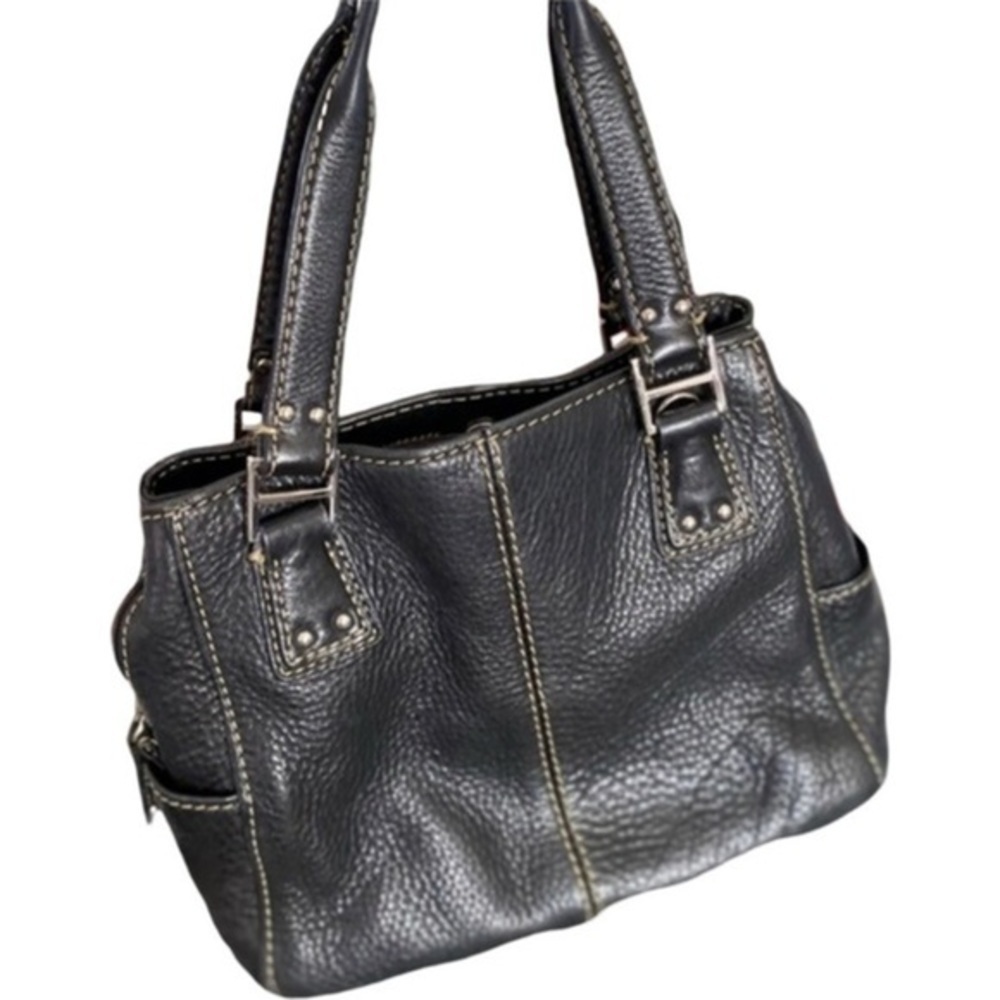 Fossil Black Pebbled Satchel